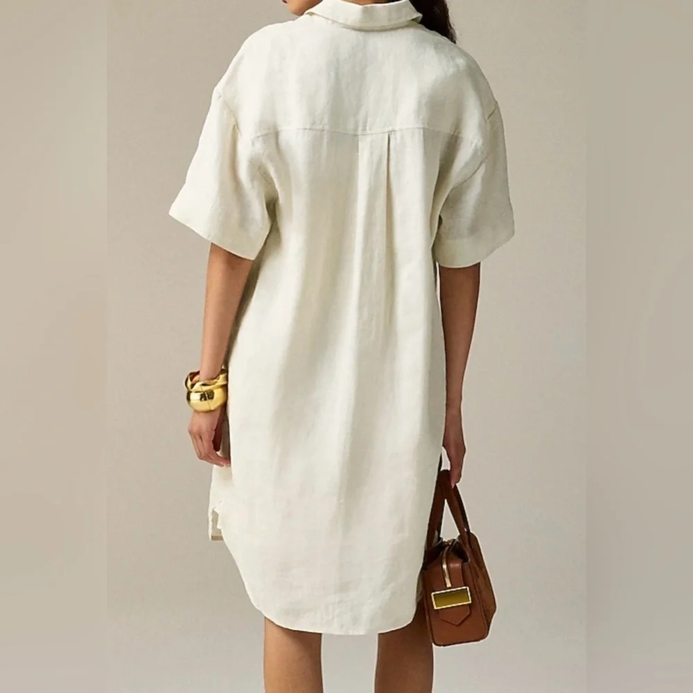 J. Crew Cream Button-Up Shirt Dress